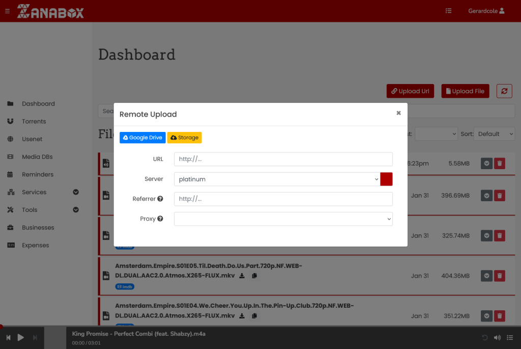 Zanabox File Upload URL Form